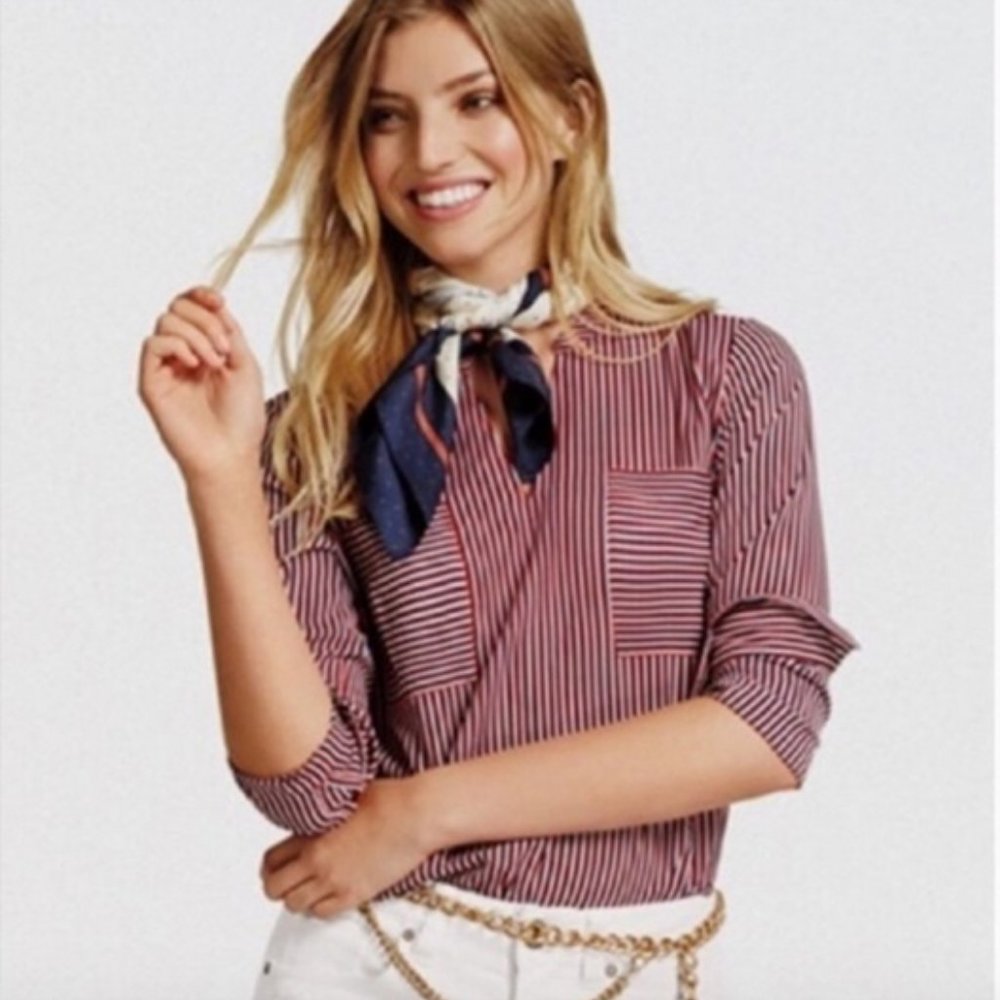 CAbi Red, White and Blue Stripe Top - Picture 2 of 5